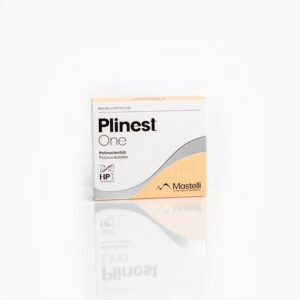 Box of Plinest One, a skincare or medical product, with a white and light orange design featuring gray curved accents and branding from Mastelli.