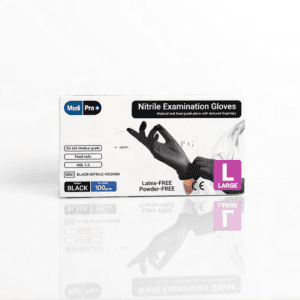 MediPro Black Nitrile Gloves Large - Box of 100 Premium quality nonsterile Black Nitrile examination gloves that offer greater tensile strength