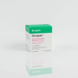A product image of Dr Jart+ Cicapair Intensive Soothing Repair Gel Cream, featuring a green box with the text "Dr.Jart+ Cicapairâ„¢ Intensive Soothing Repair Gel Cream" and "50 ml / 1.69 fl. oz.