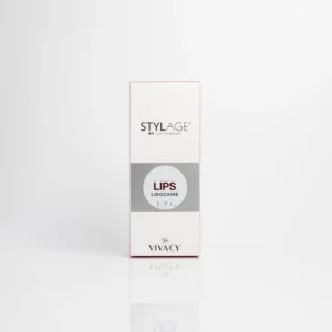 White box labeled "STYLAGE" with "SPECIAL LIPS LIDOCAINE" in gray and pink accents on a plain background.