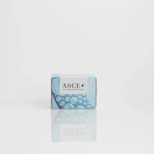 Skincare product box labeled "ASCE+" with bubbles design, titled "Advanced Skincare Complex for Everyone."