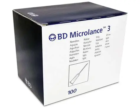 BD Microlance 3 27G x 13mm needle box 100 count – navy blue packaging, sterile hypodermic needles for safe clinical and aesthetic injections