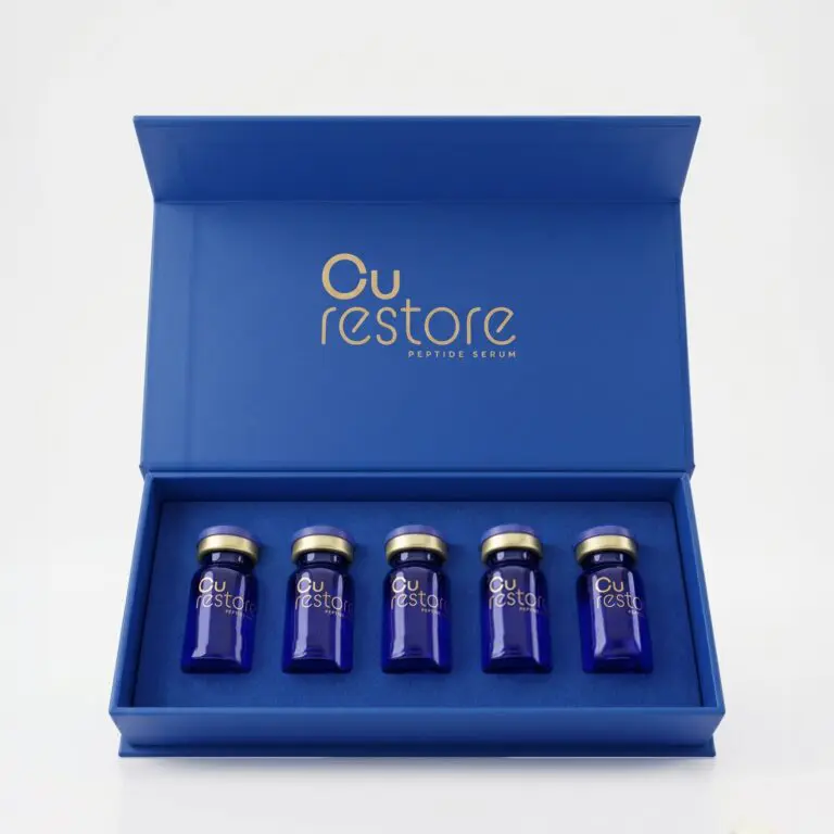 CU Restore serum vials in box packaging