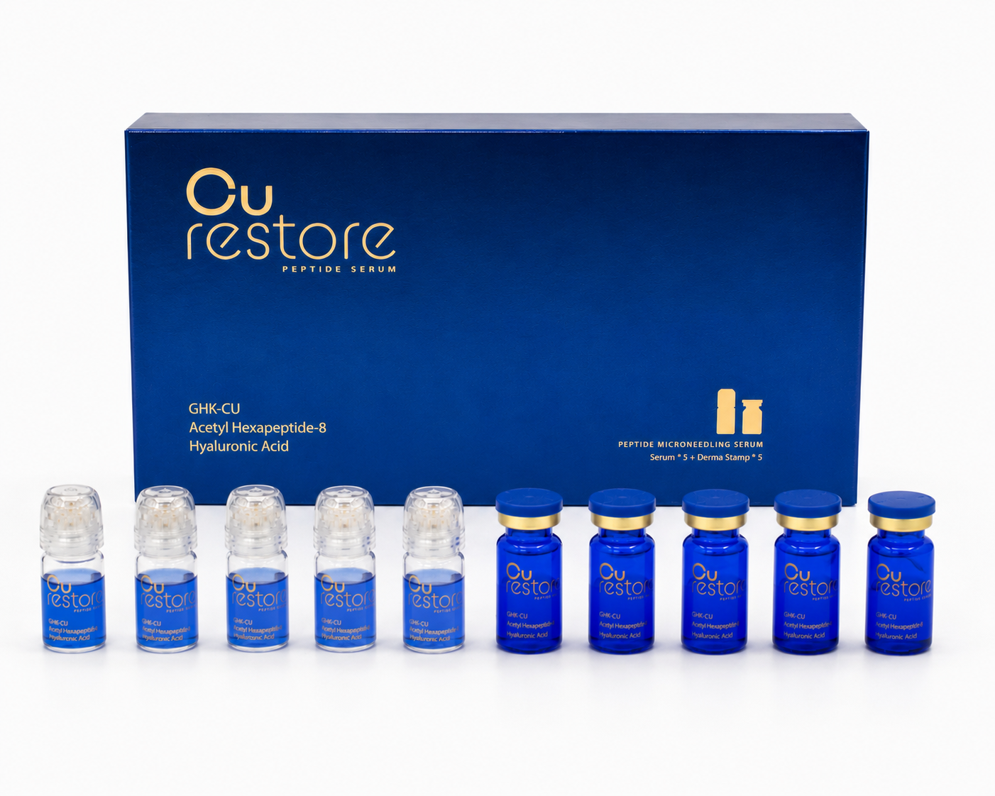 Packaging of the CU Restore Micro Needling Infusion System – professional collagen induction therapy device designed for precise transdermal delivery of active serums, stimulating cellular renewal, reducing scarring, and improving overall skin texture in professional aesthetic clinics.