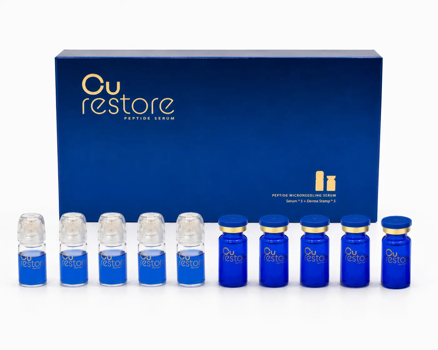 Packaging of the CU Restore Micro Needling Infusion System – professional collagen induction therapy device designed for precise transdermal delivery of active serums, stimulating cellular renewal, reducing scarring, and improving overall skin texture in professional aesthetic clinics.